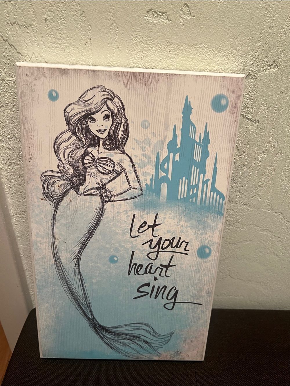 #1993**Mermaid Wall Art Canvas - 'Let Your Heart Sing' in Aqua